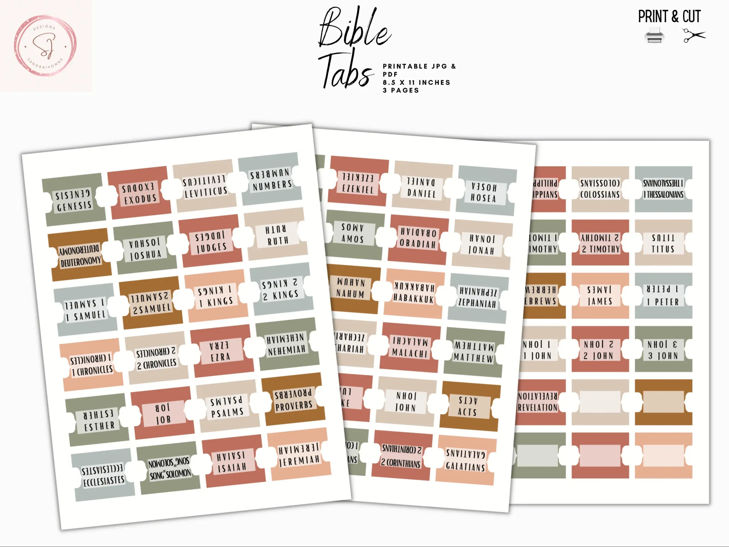 Printable Double Sided Bible Tabs Bible