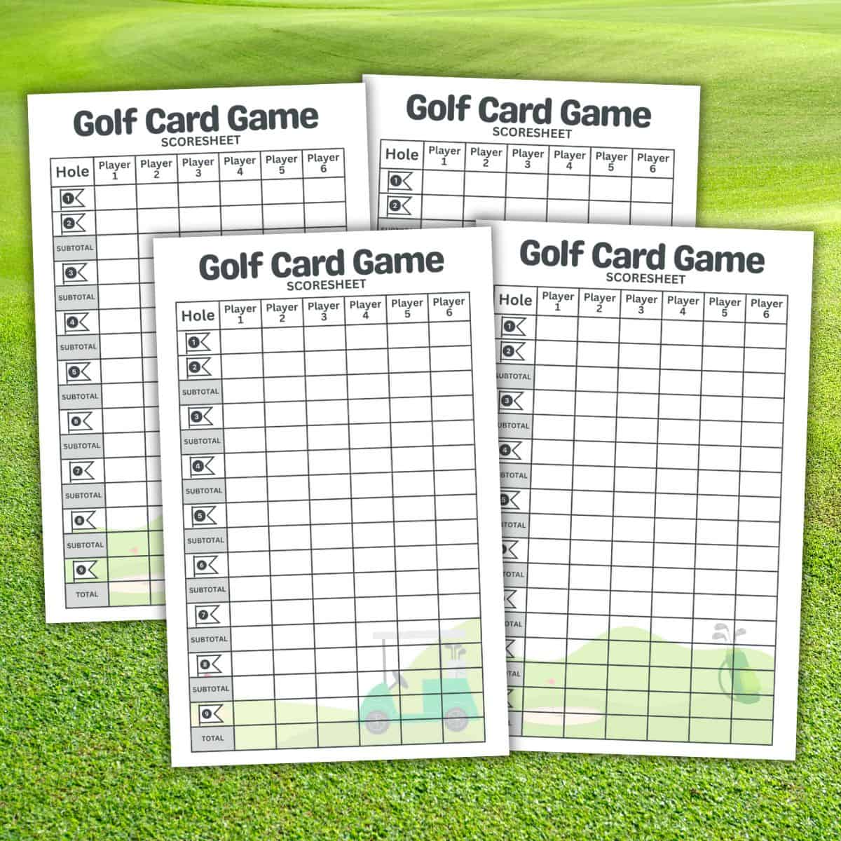 Printable Golf Card Game Scoresheet Printable Golf Card Game Scoresheet