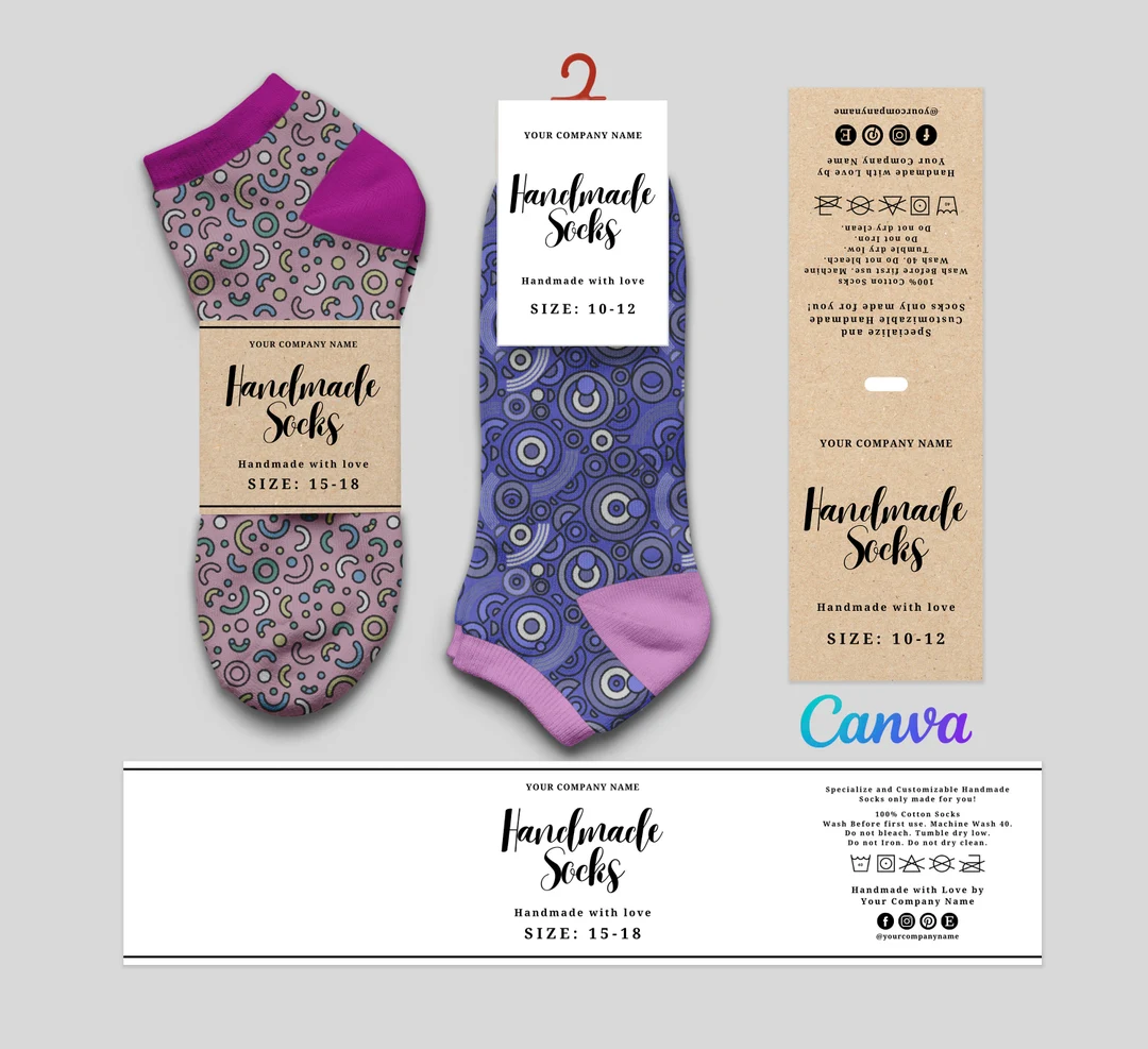 Printable Handmade Socks Wrap Labels Printable Handmade Socks Wrap Labels