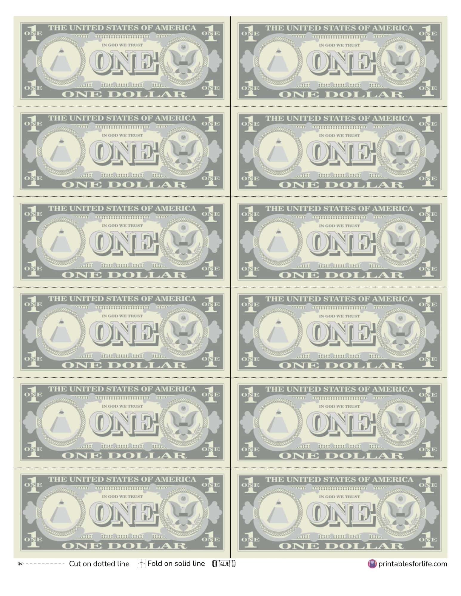 Printable Money Us Bills