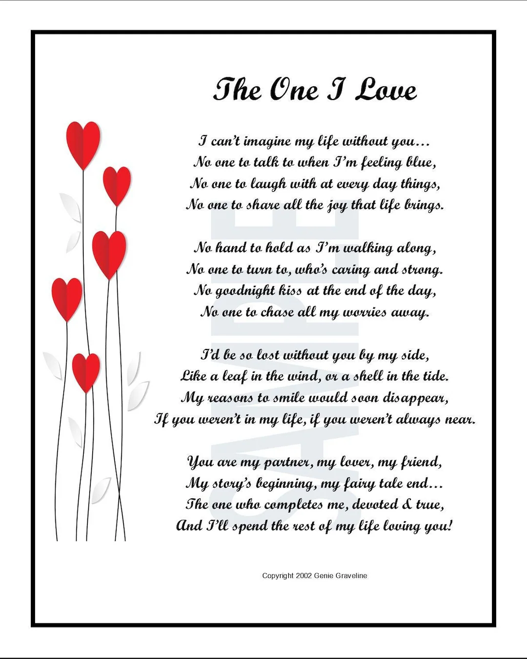 Printable Poem About Love Poem For