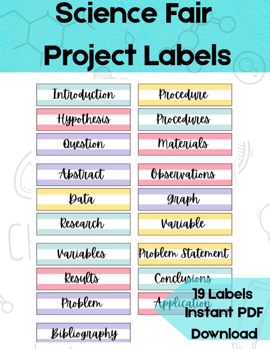 Printable Science Fair Project Labels