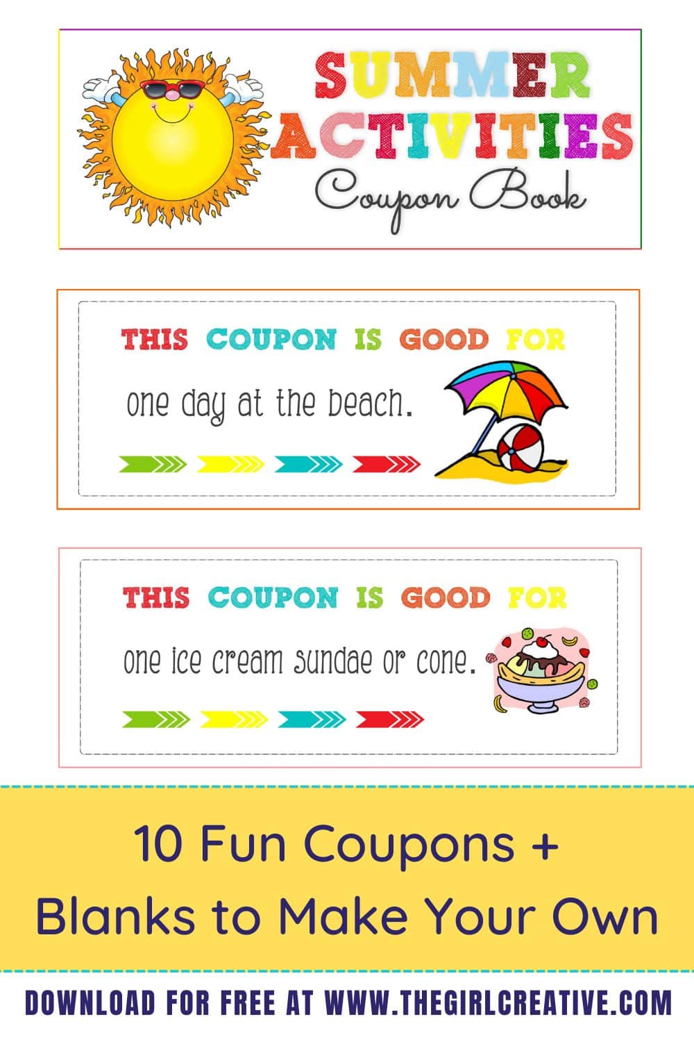 Printable Summer Activities Coupon Book Printable Summer Activities Coupon Book