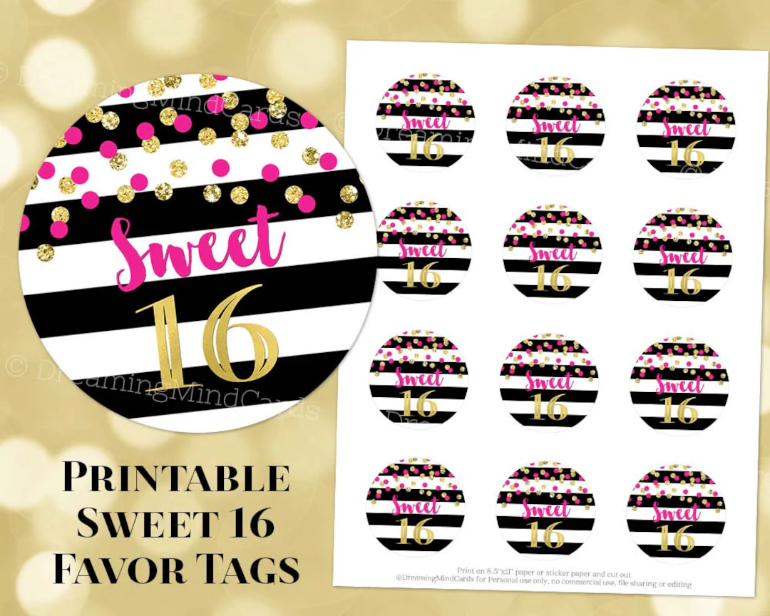 Printable Sweet 16 Birthday Party Round Printable Sweet 16 Birthday Party Round