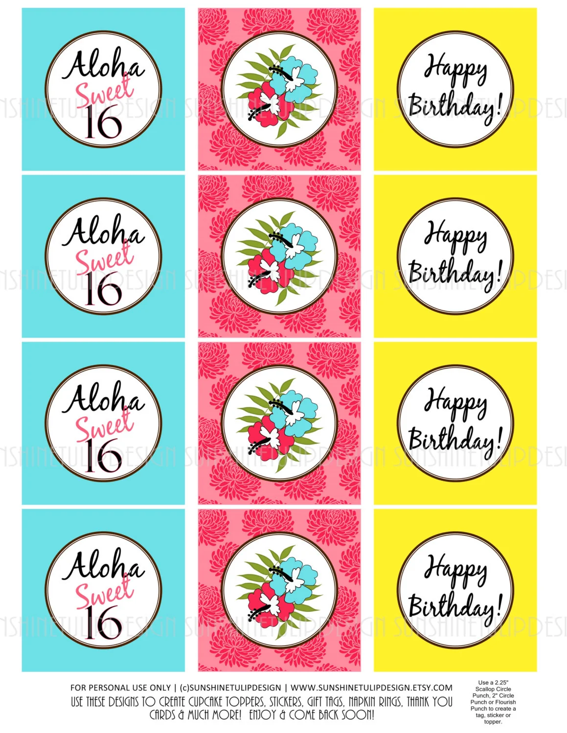 Printable Sweet 16 Luau Birthday Cupcake Toppers Luau Party Gift Tags By Sunshinetulipdesign Printable Sweet 16 Luau Birthday Cupcake Toppers Luau Party Gift Tags By Sunshinetulipdesign
