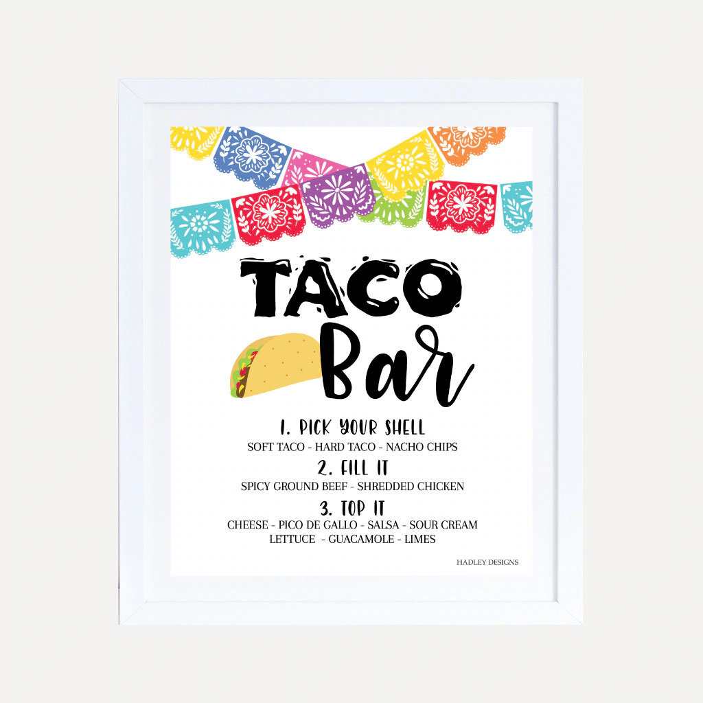 Printable Taco Bar Sign Template