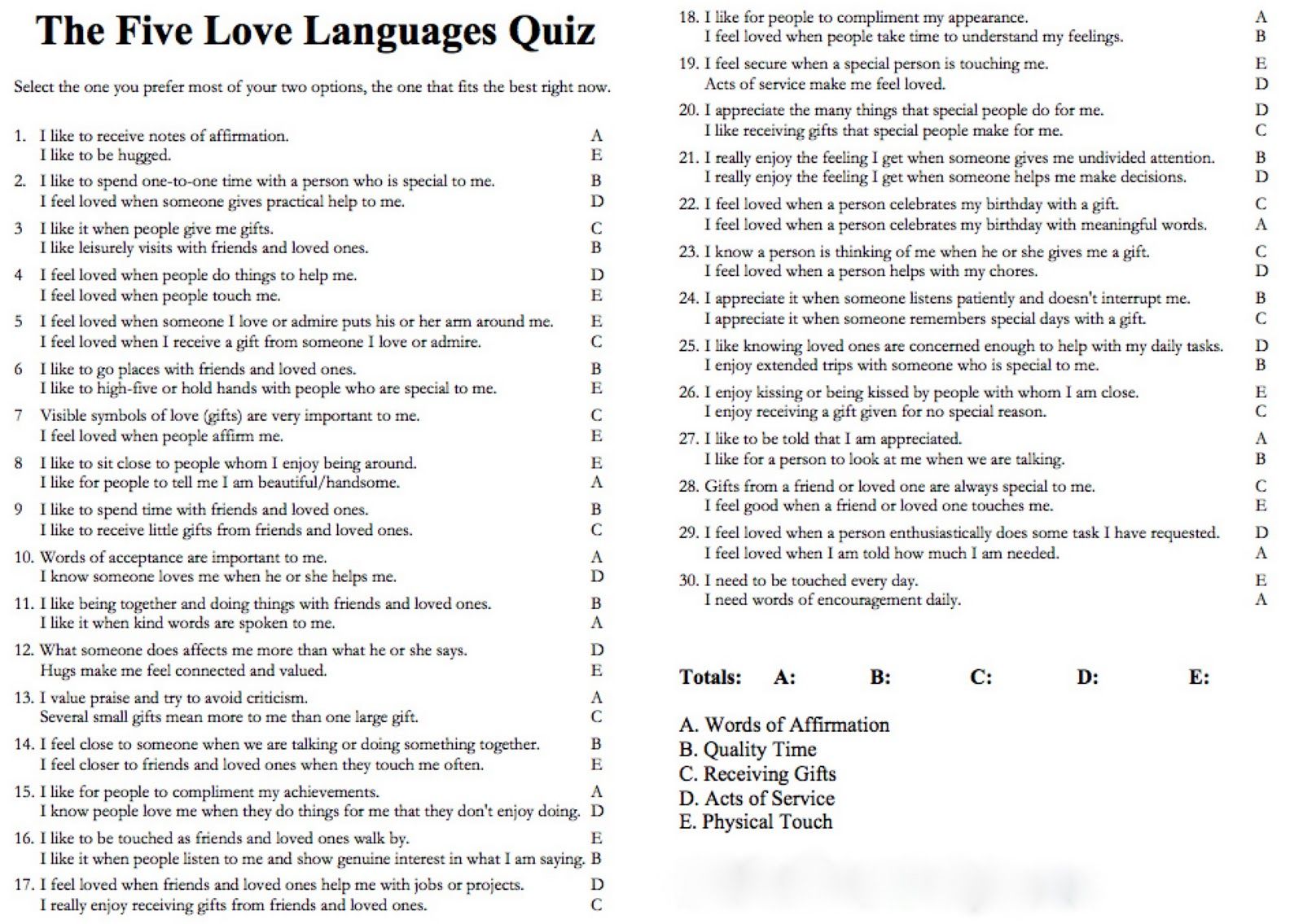 Quiz 5 Love Languages