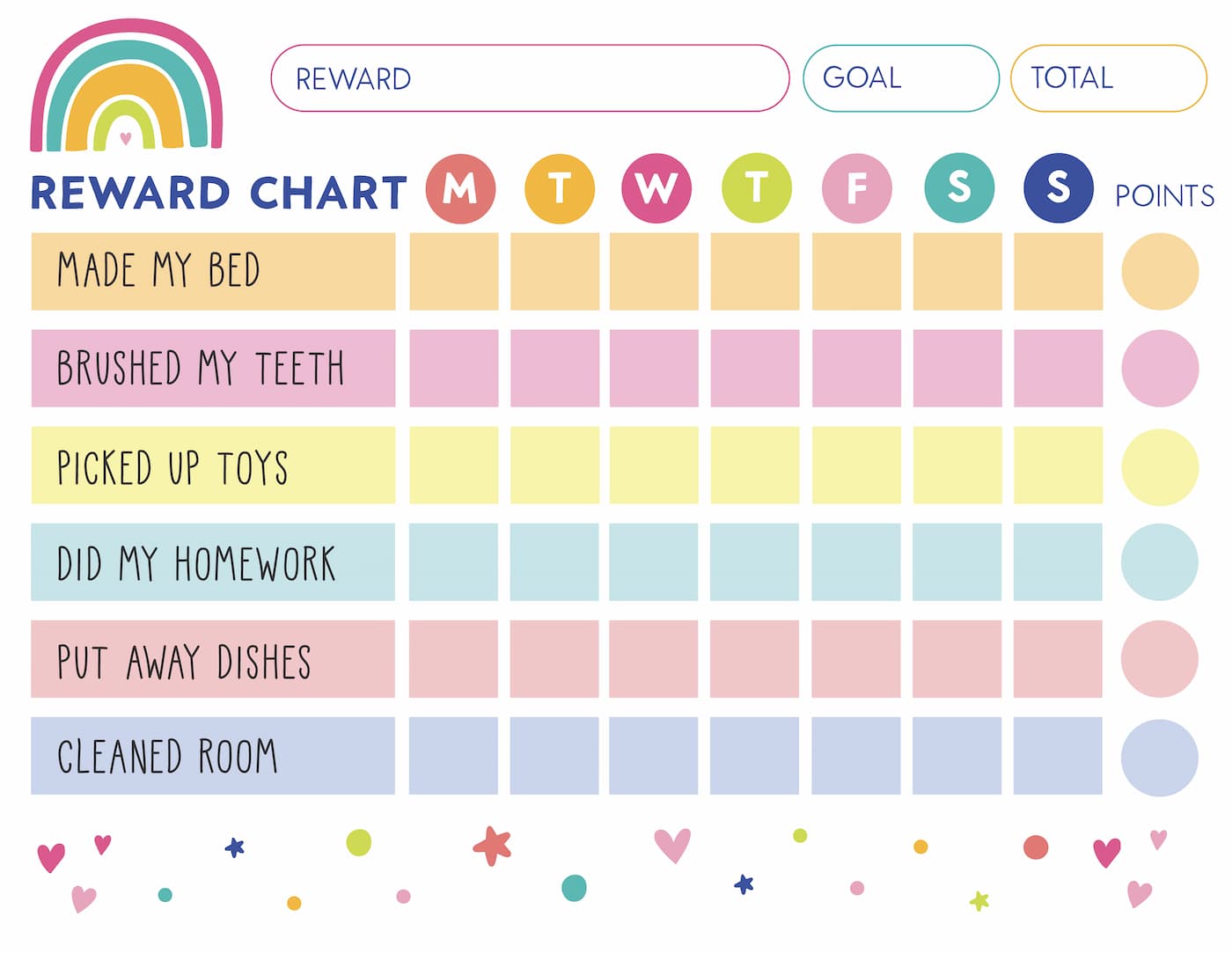Rainbow Reward Chart For Kids Rainbow Reward Chart For Kids