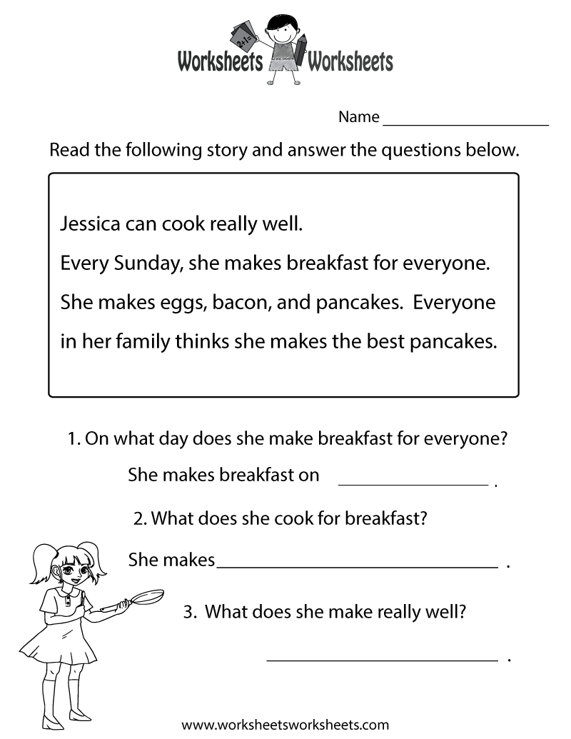 Reading Comprehension Test Worksheet Printable