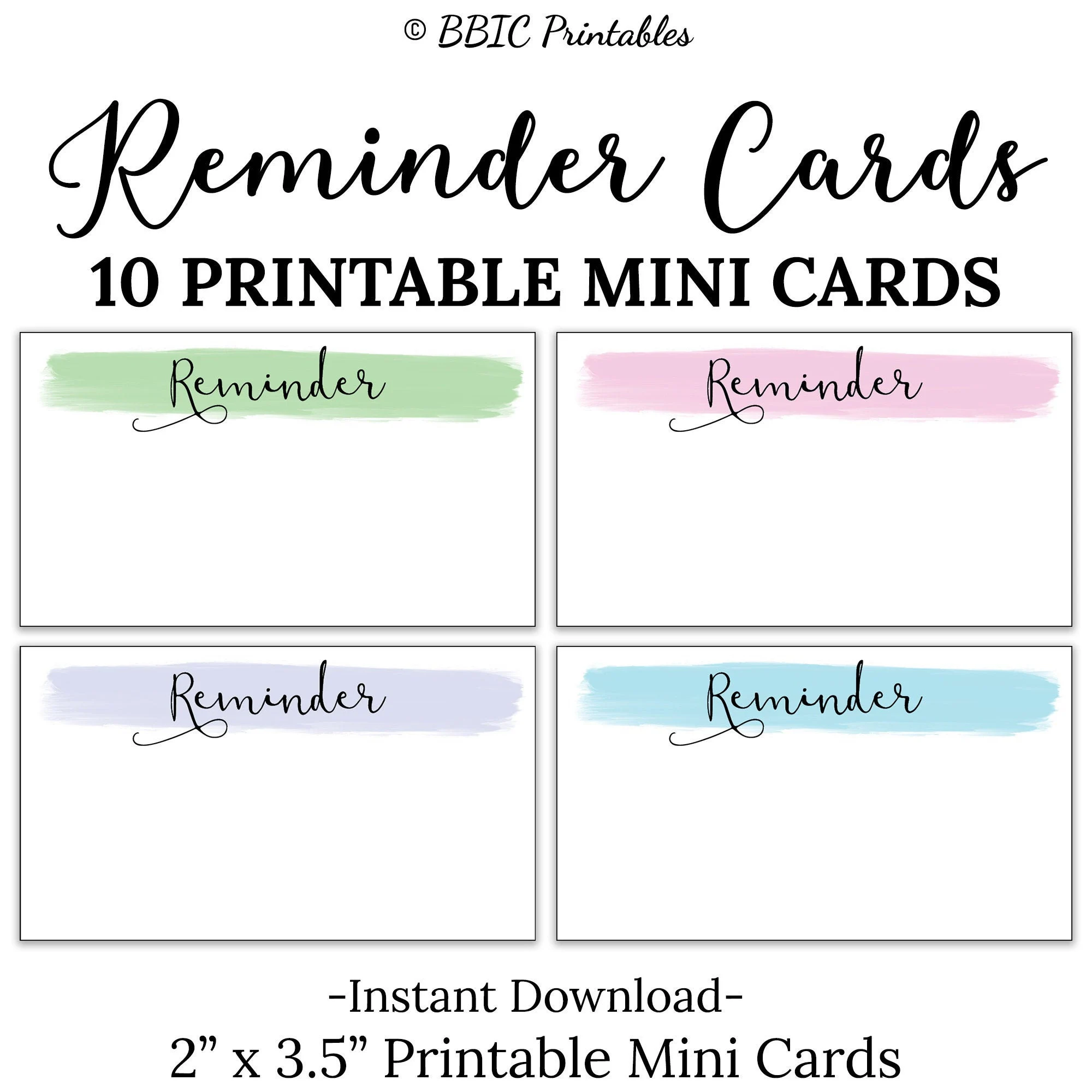 Reminder Printable Mini Cards Digital Reminder Printable Mini Cards Digital