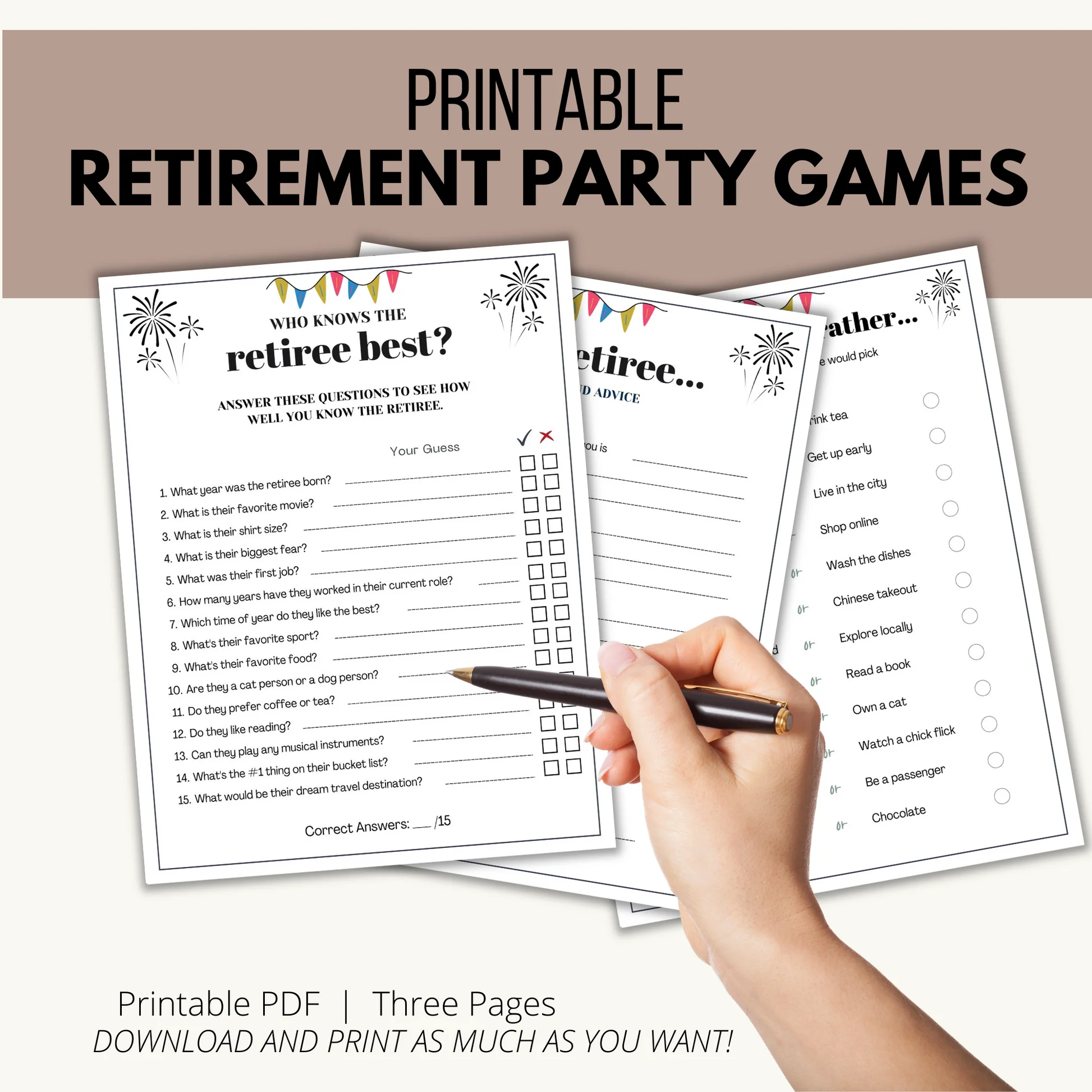Retirement Party Games Retirement Party Games