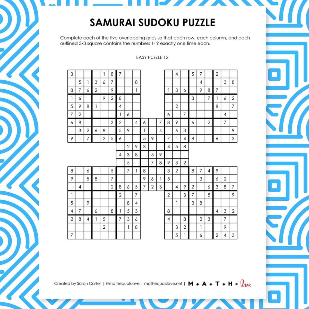 Samurai Sudoku Puzzles Samurai Sudoku Puzzles