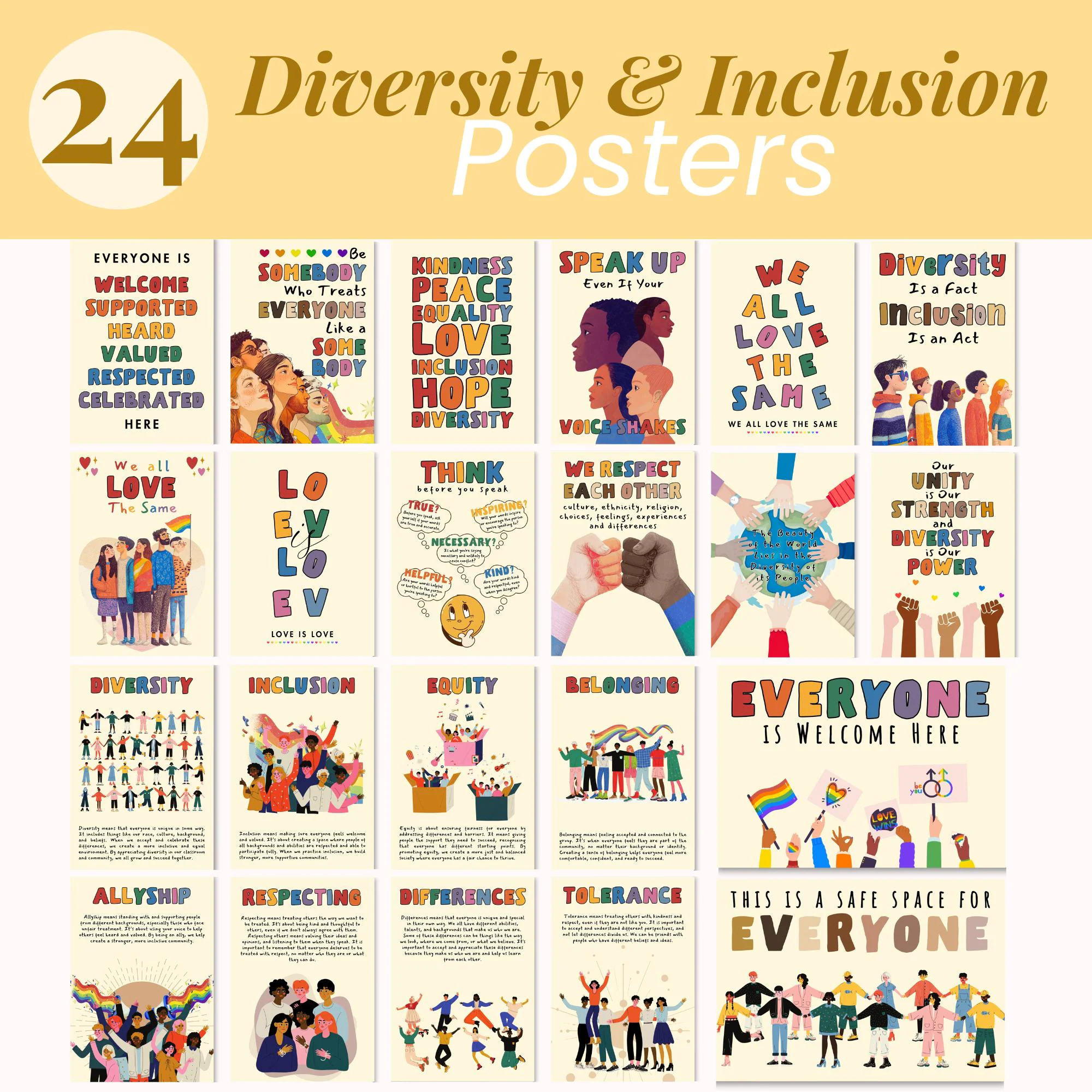 Set Of 24 Multicultural Poster Diversity Set Of 24 Multicultural Poster Diversity