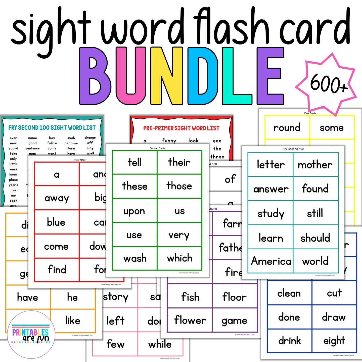 Sight Word Flash Cards For Kindergarten