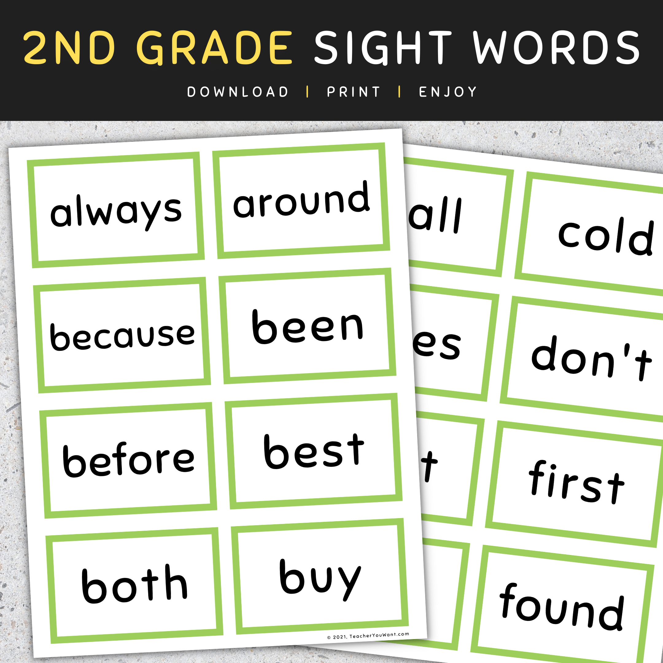 Sight Words Flashcards Pre Primer Sight Words