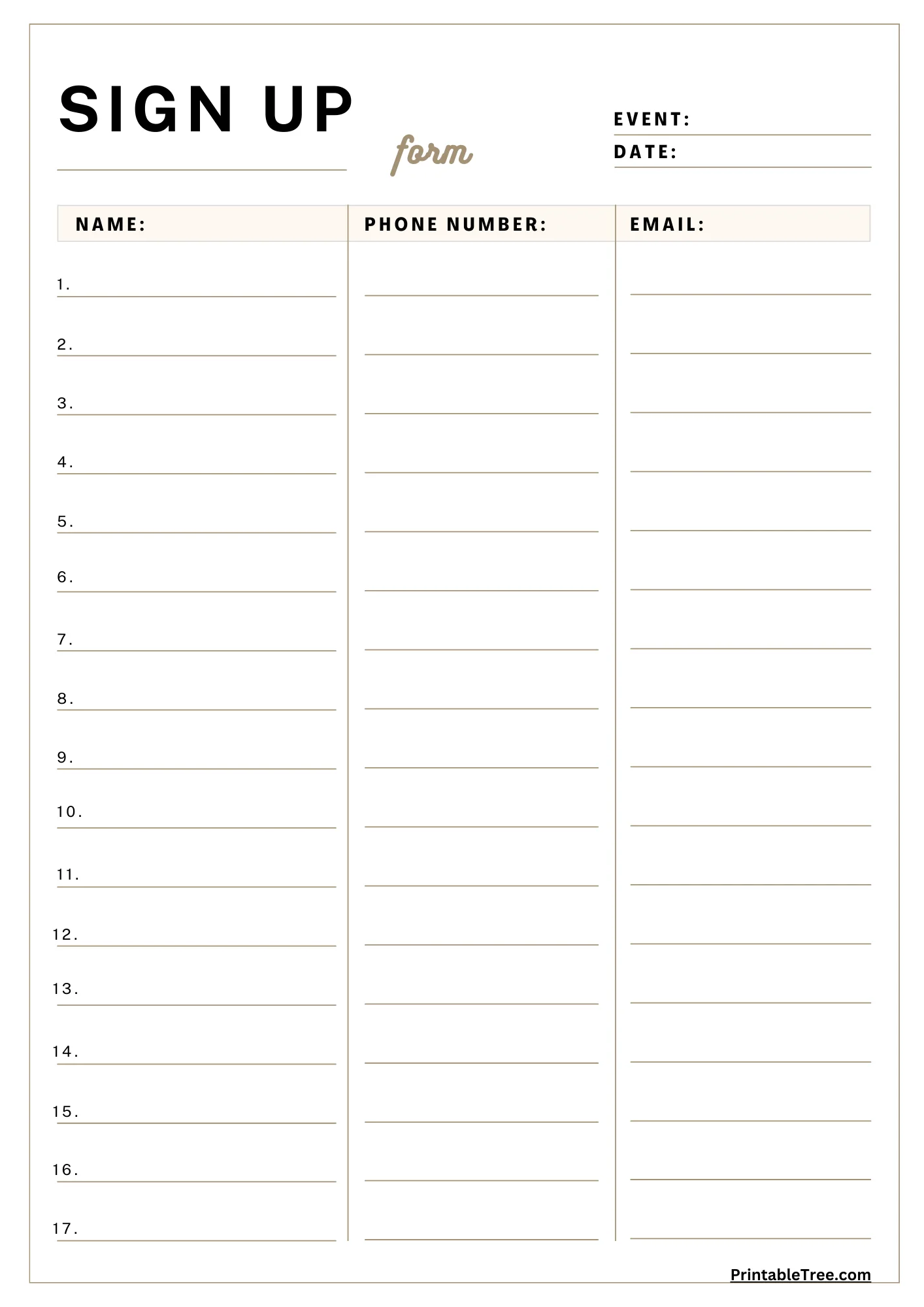 Sign Up Sheet And Sign In Sheet Sign Up Sheet And Sign In Sheet
