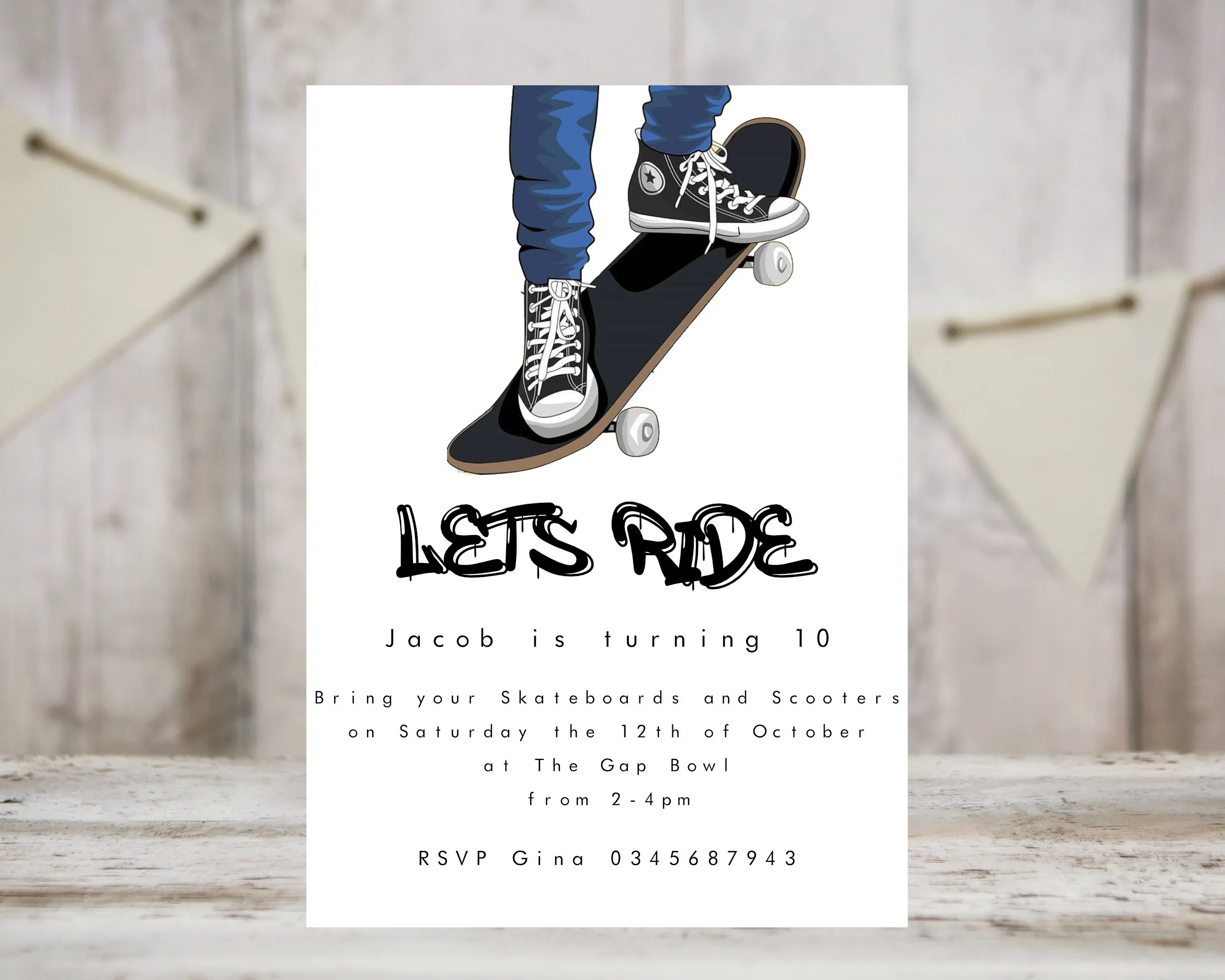 Skateboard Party Invitation Skateboard Party Invitation