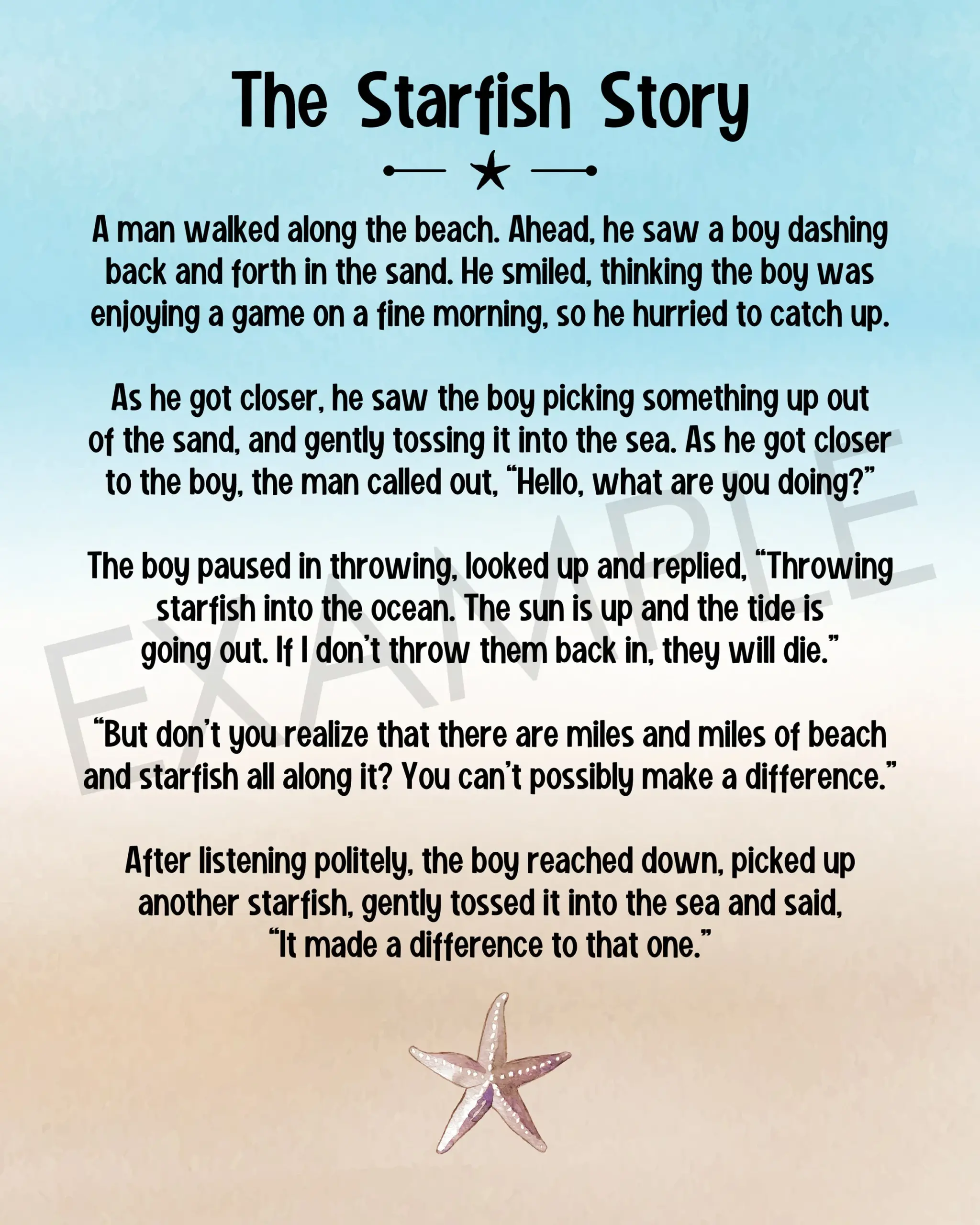 Starfish Story Printable Decor Beach