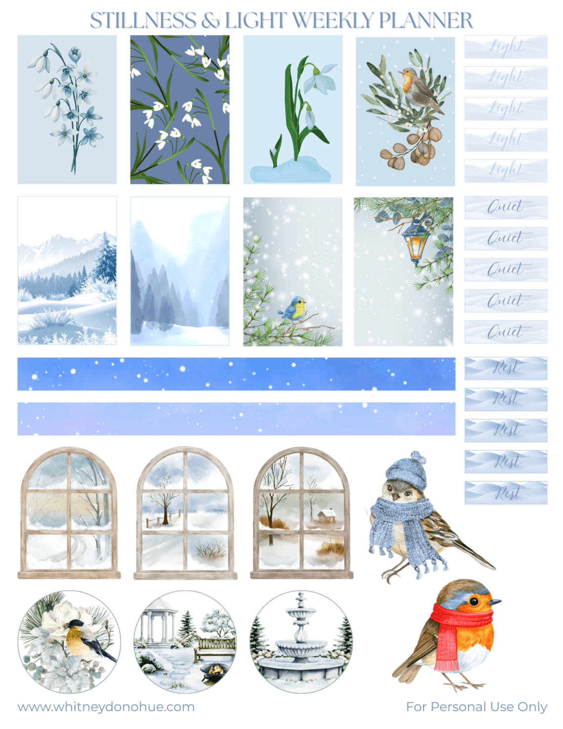 Stillness Light Winter Planner Stickers Stillness Light Winter Planner Stickers