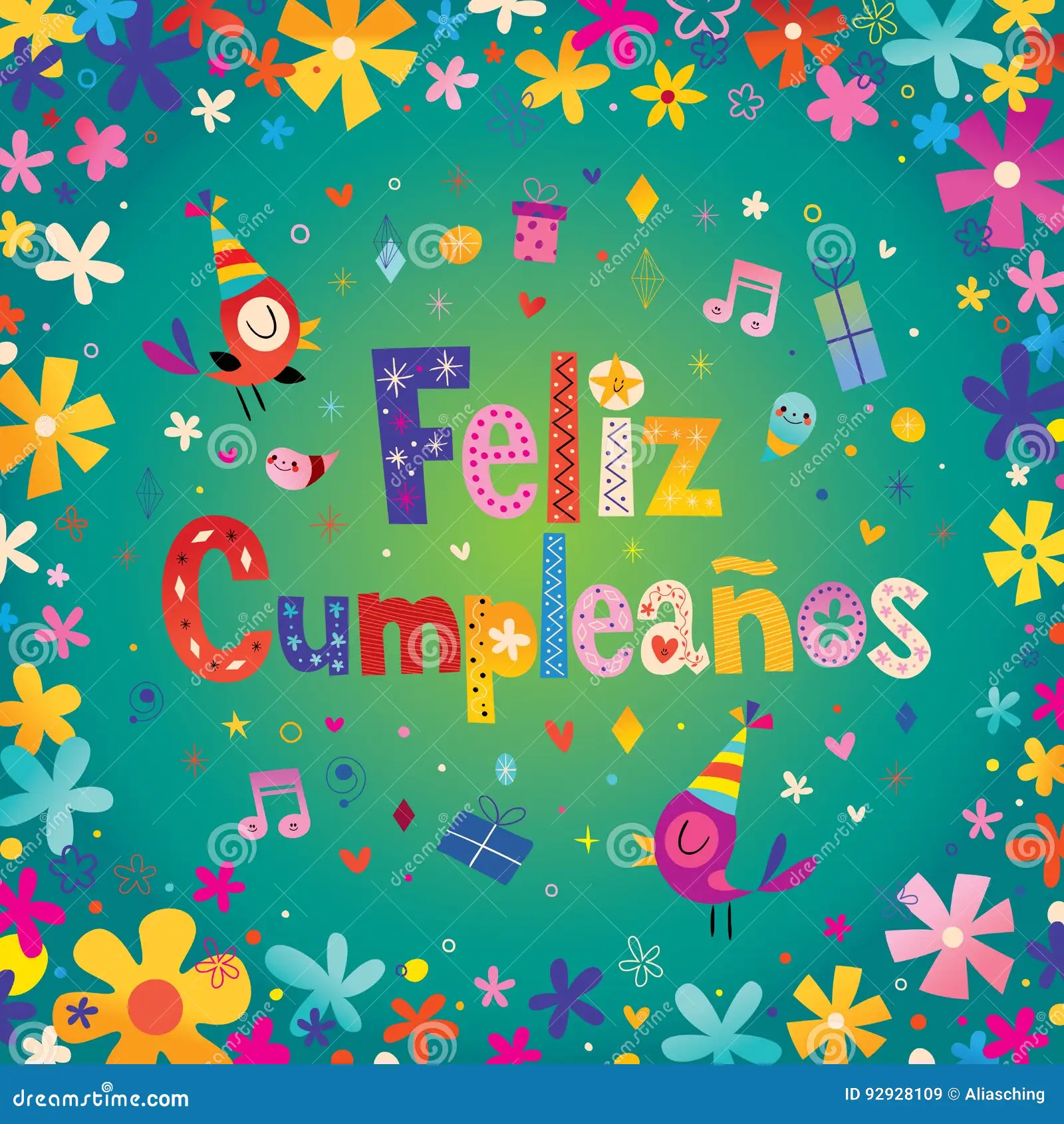 Stock Illustration Feliz Cumpleanos Happy Birthday Spanish Greeting Card Image92928109