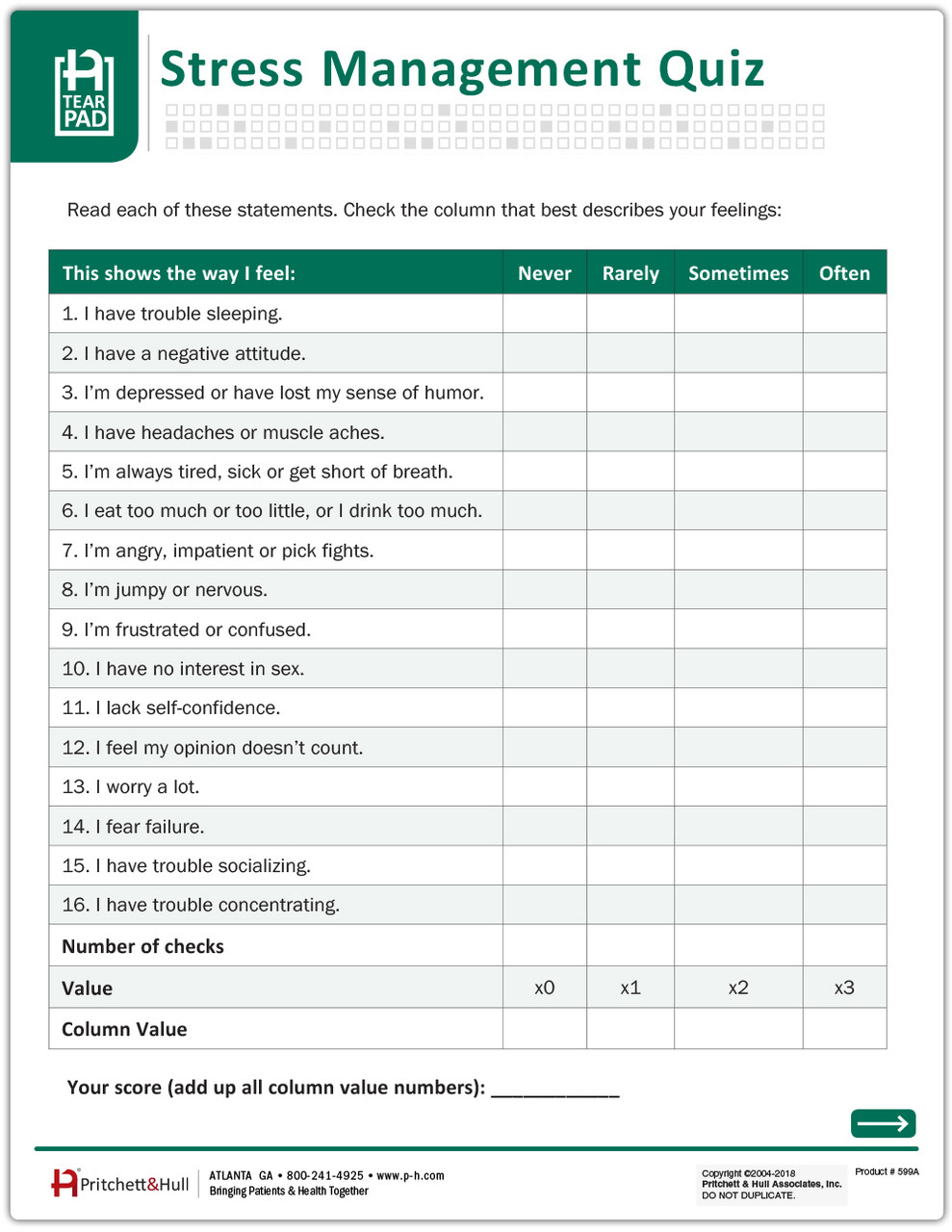 Stress Management Quiz Tearpad