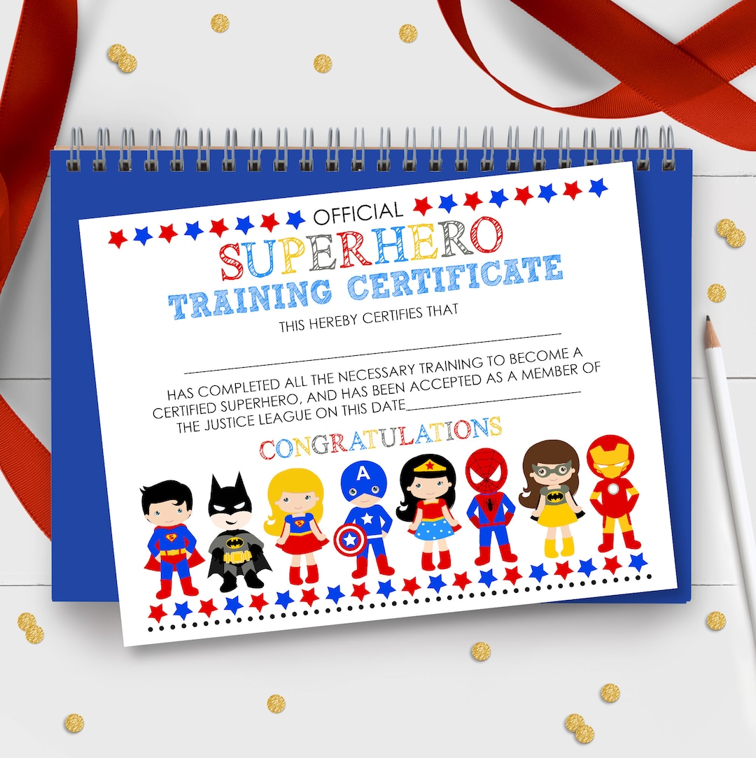 Superhero Training Certificate Party Superhero Training Certificate Party