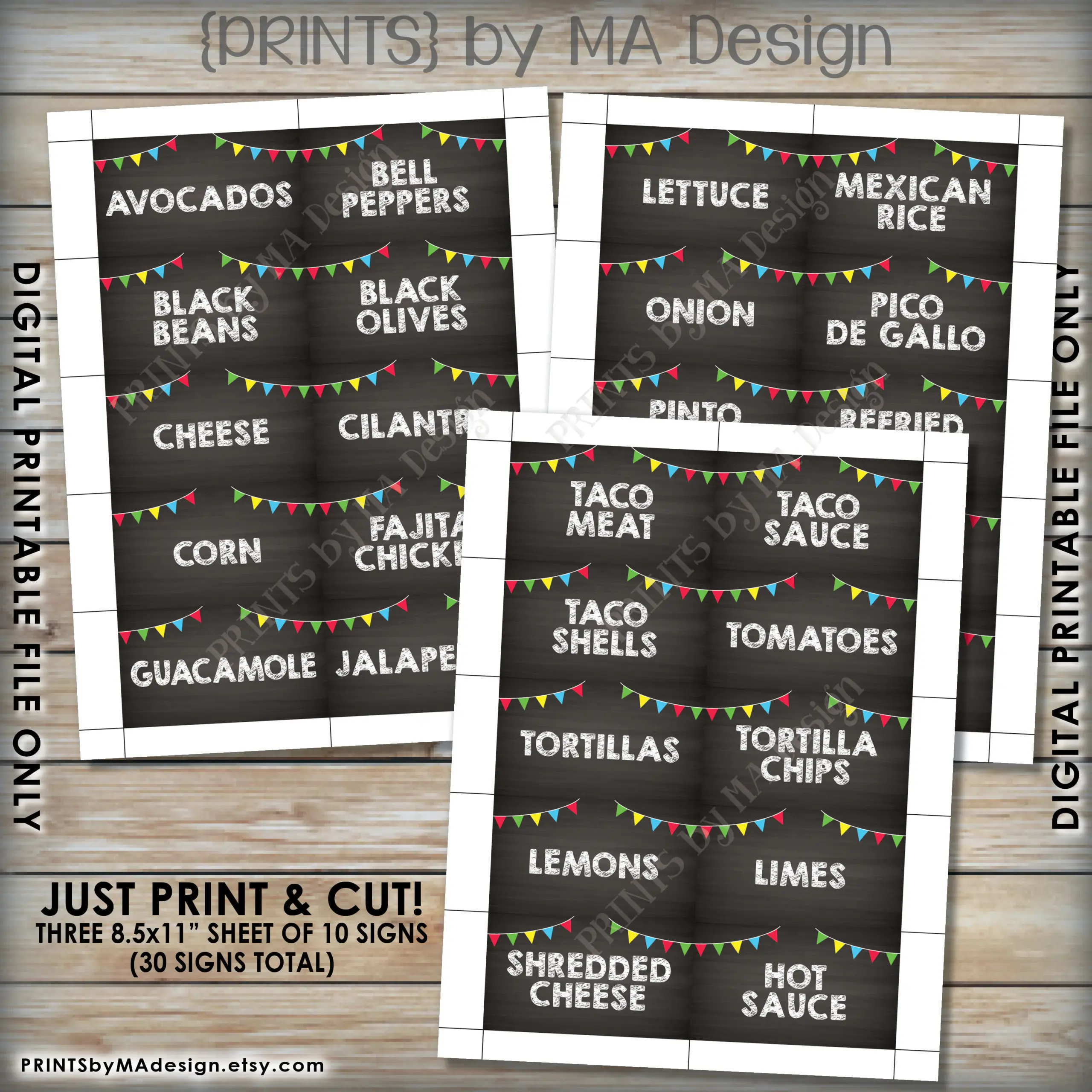 Taco Bar Sign And Labels Taco Buffet Taco Bar Sign And Labels Taco Buffet