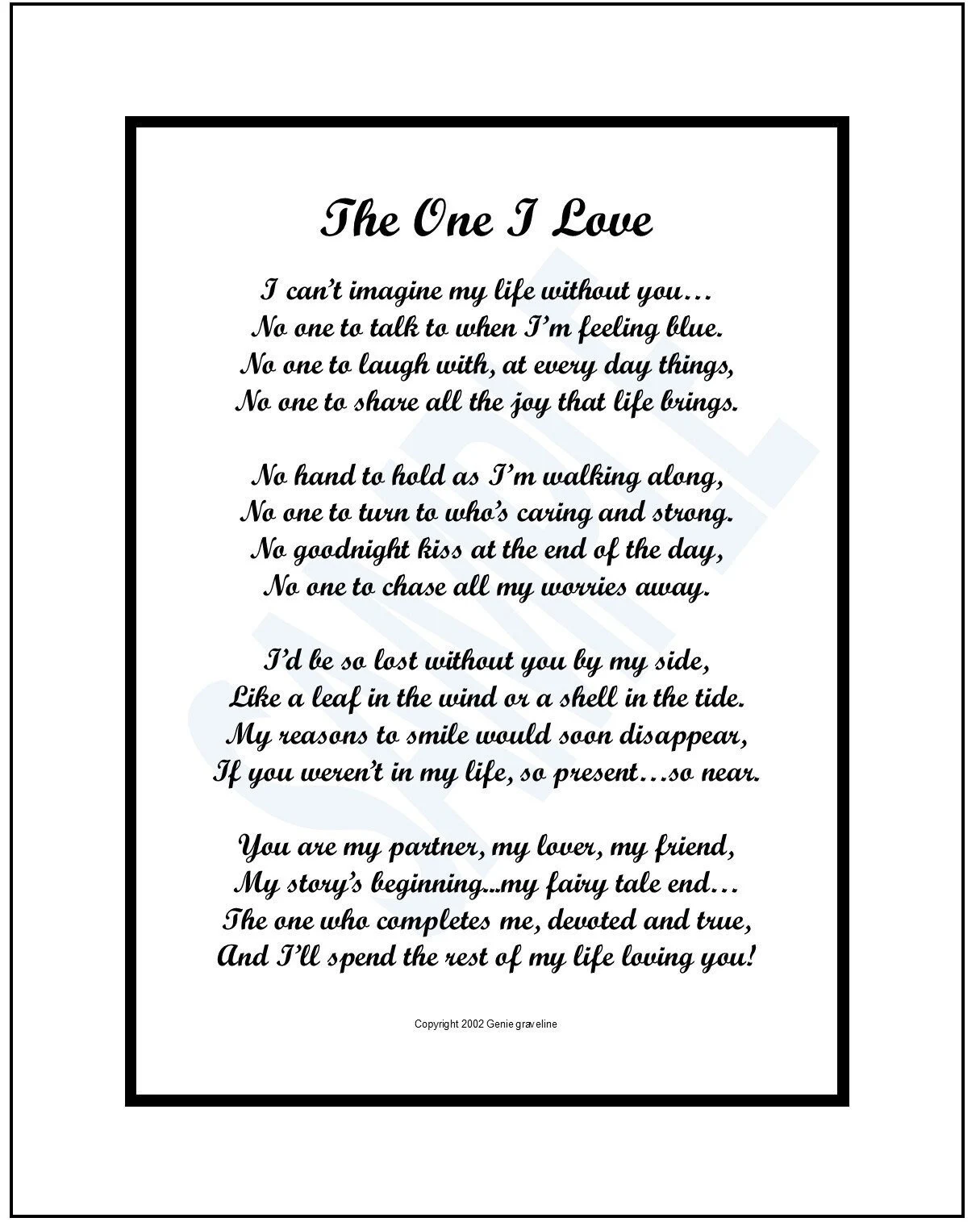 The One I Love Digital Download Poem The One I Love Digital Download Poem