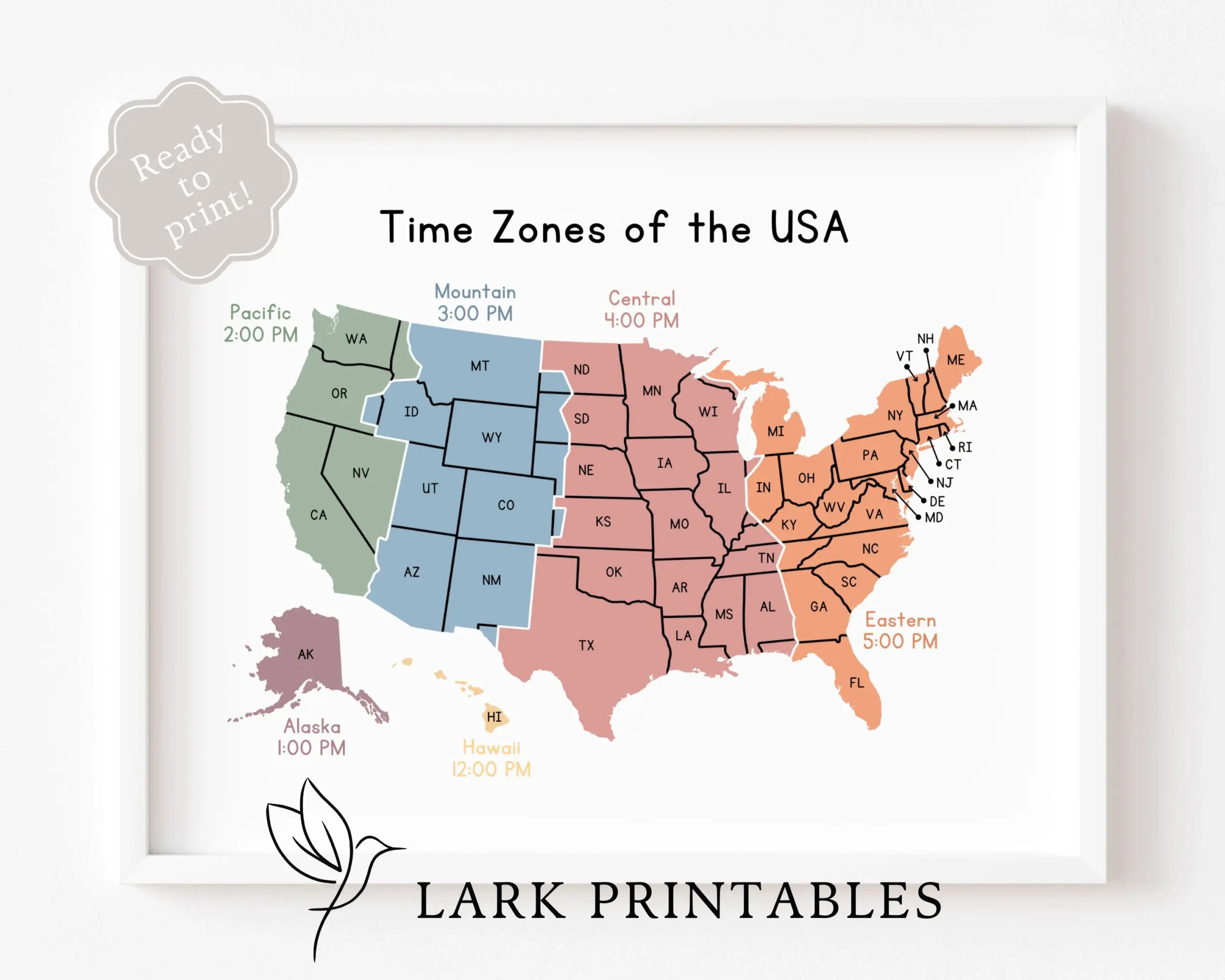 Time Zones Of The Usa Map Educational