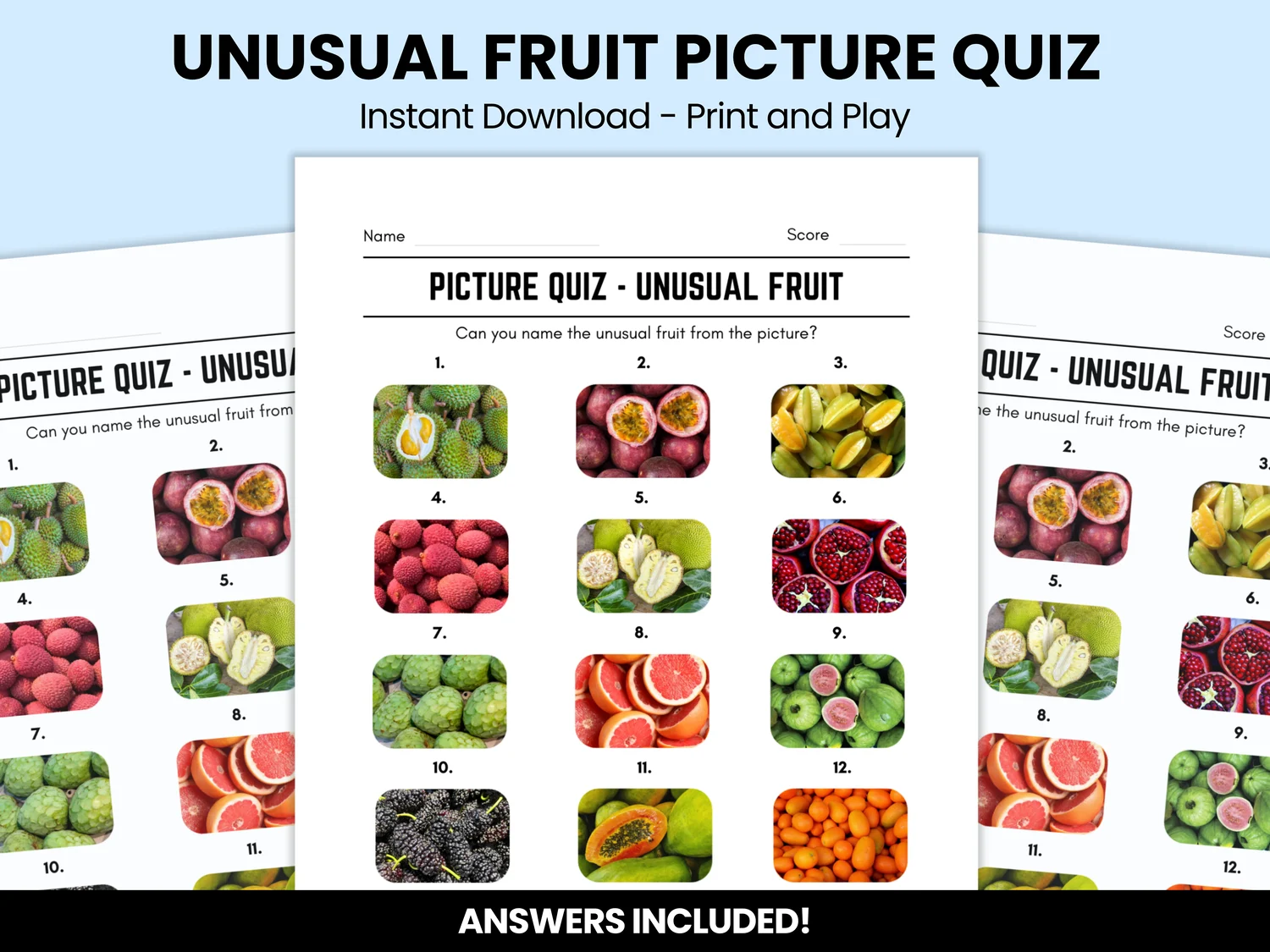 Unusual Fruit Picture Quiz