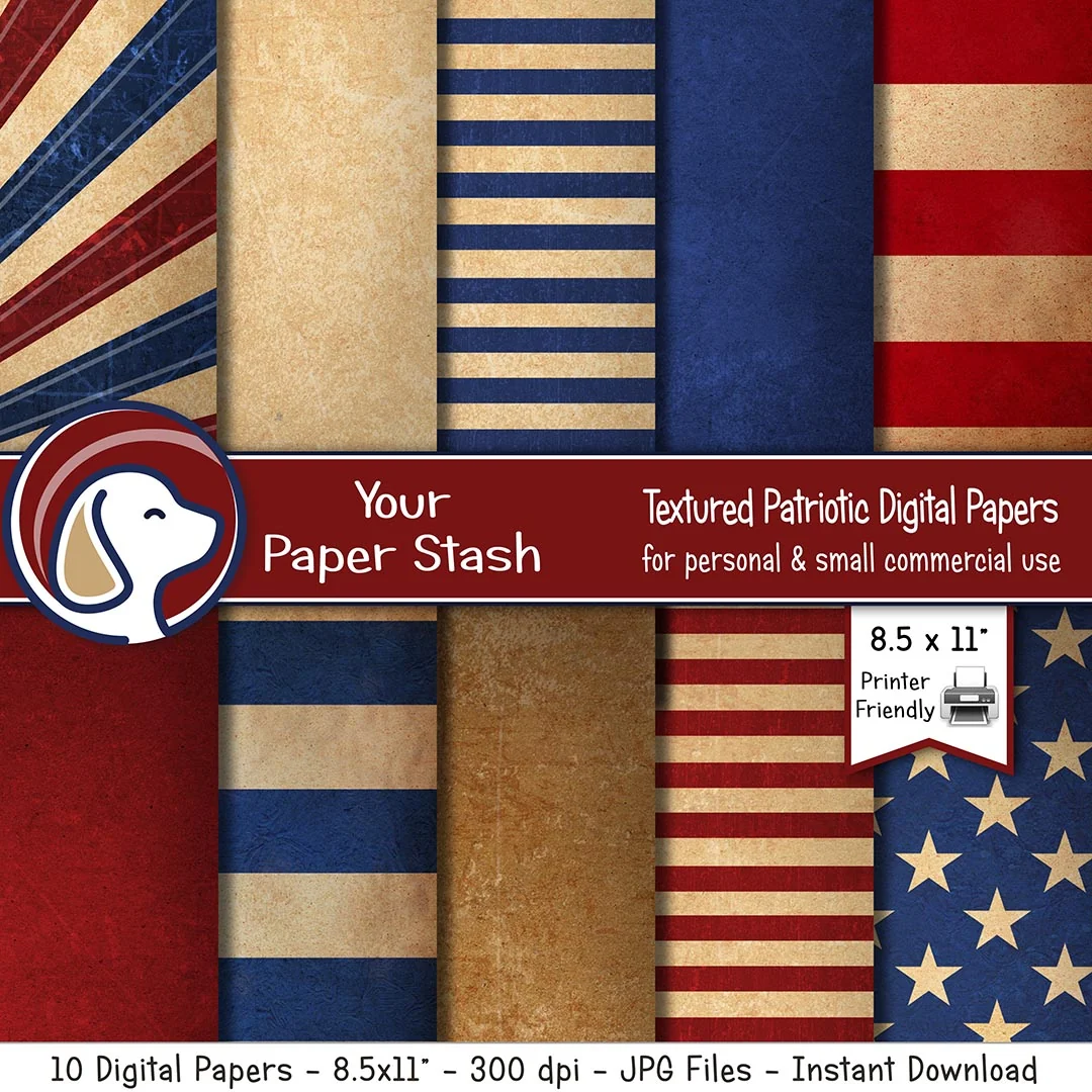 Vintage Patriotic Digital Papers 4th Of July Memorial Day Vintage Patriotic Digital Papers 4th Of July Memorial Day