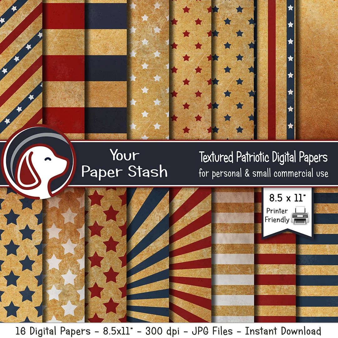Vintage Patriotic Digital Scrapbook Papers Vintage Patriotic Digital Scrapbook Papers