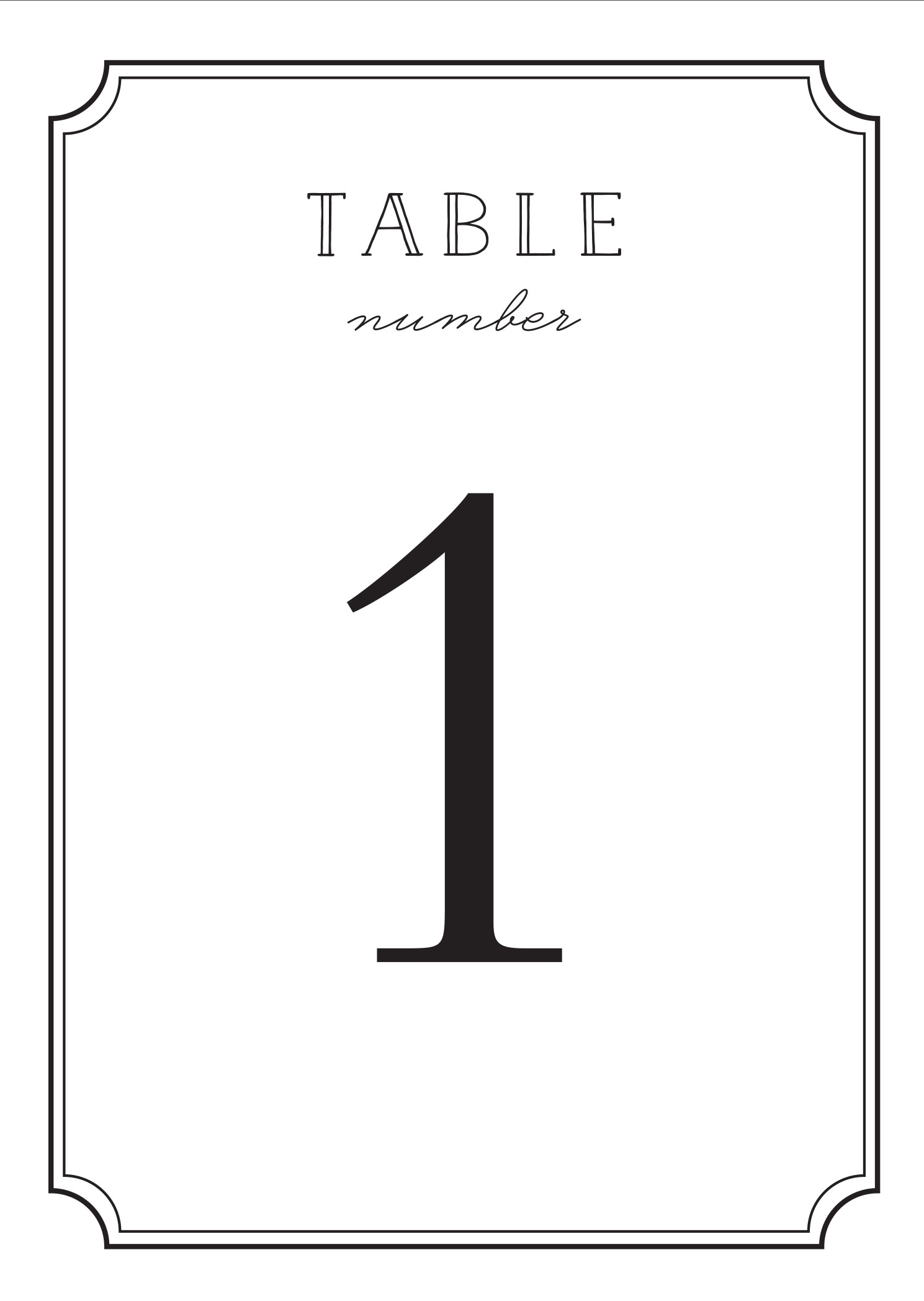 Wedding Table Numbers