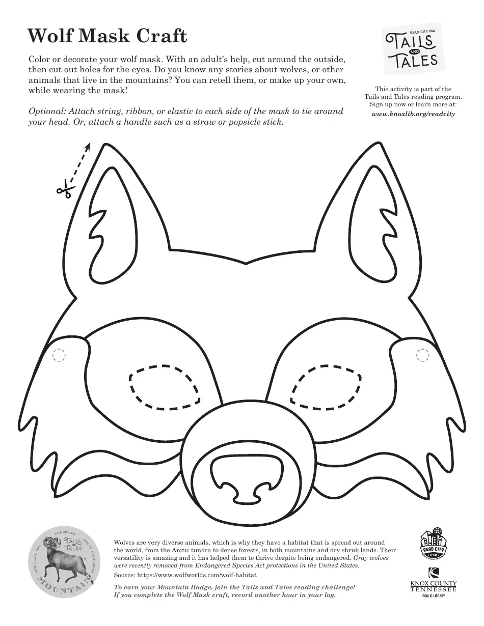 free printable wolf face mask free printable wolf face mask