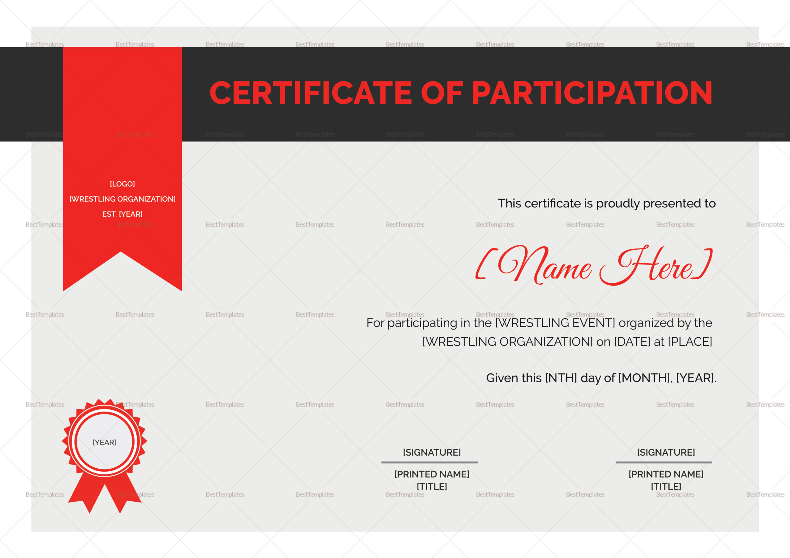 Wrestling Certificate