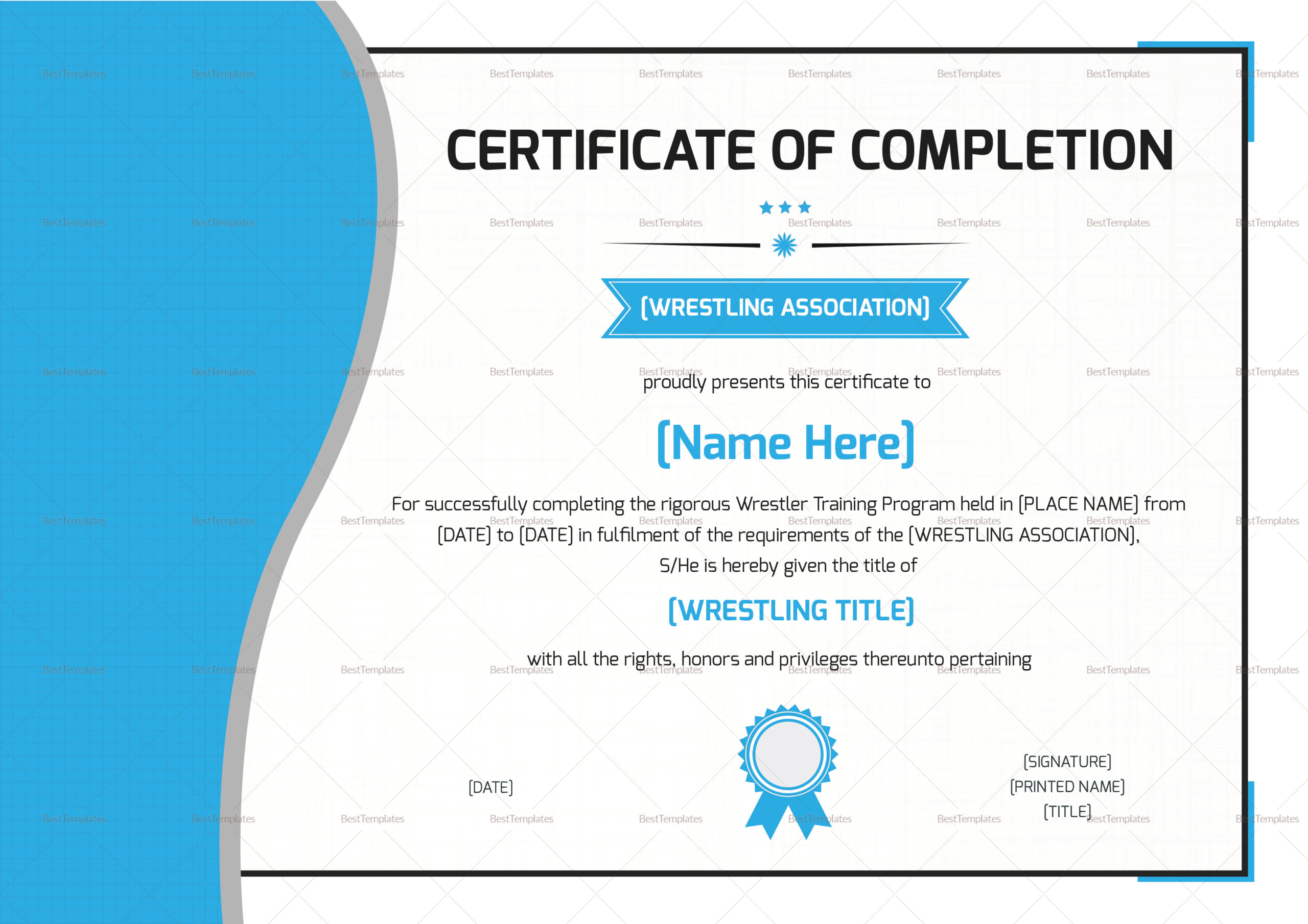 Wrestling Completion Certificate