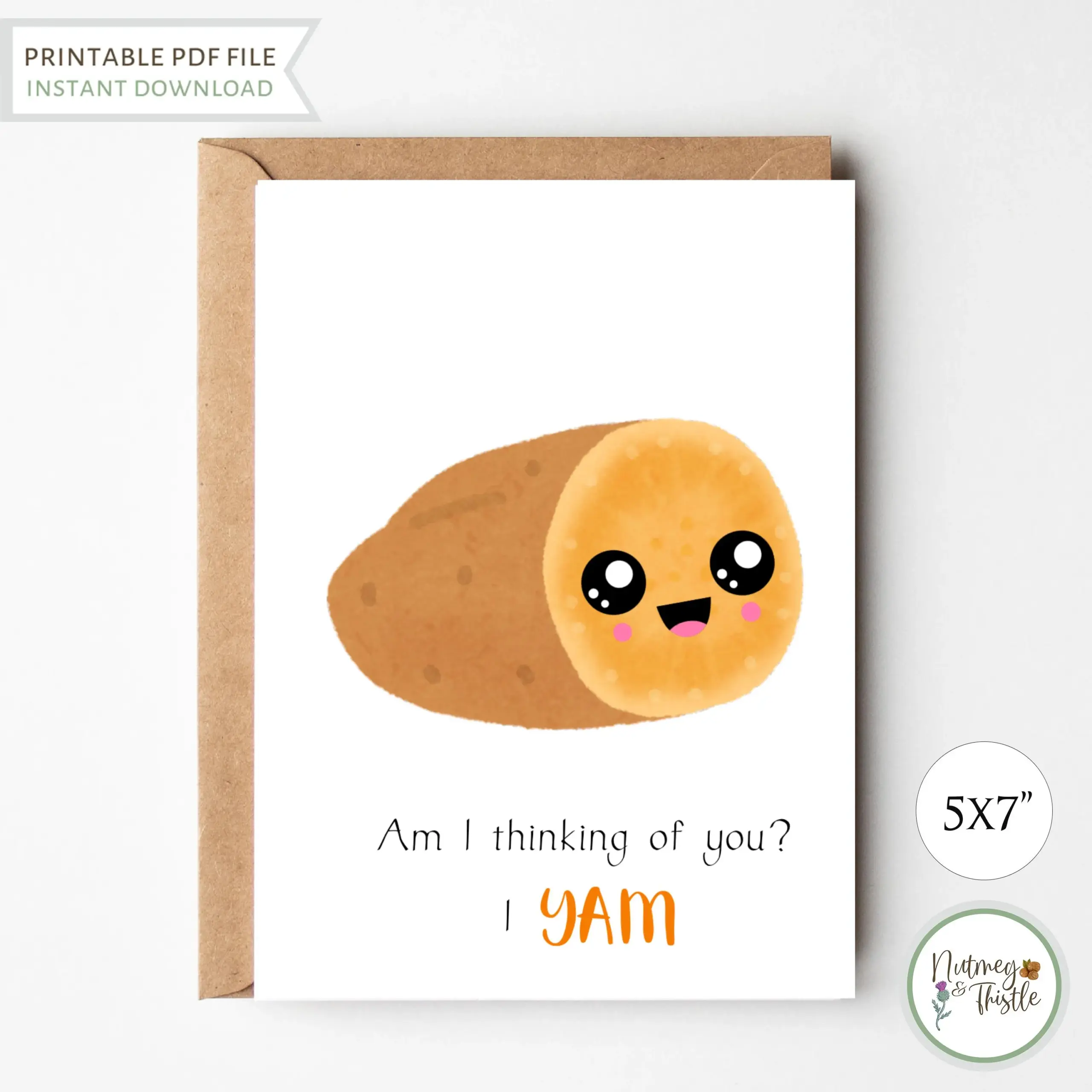 Yam Kawaii Funny Greeting Card Printable