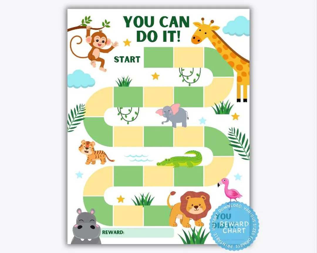 Zoo Animal Reward Chart Potty Training Zoo Animal Reward Chart Potty Training